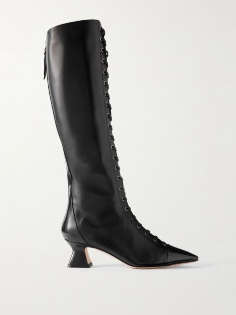 Aeyde Mavis leather lace-up knee boots Black