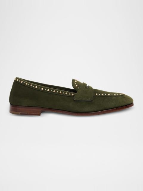 Church's Onyx Met Studded Suede Penny Loafers