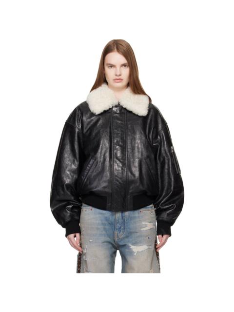 AMIRI Black MA Quad Leather Bomber Jacket