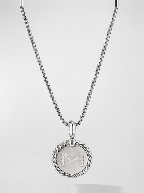 DAVID YURMAN 18mm Initial Cable Collectibles Charm Necklace with Diamonds in Silver