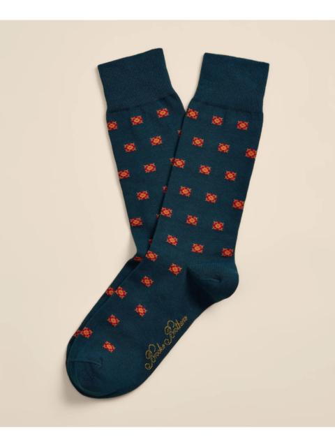 Brooks Brothers Cotton-Blend Medallion Socks