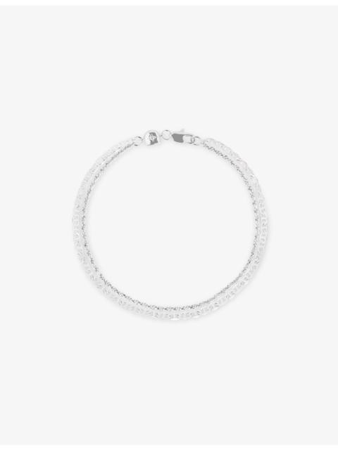 ASTRID & MIYU Illusion Double Chain Rhodium-Plated Brass Bracelet
