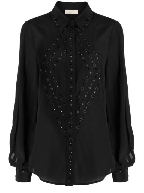 ELIE SAAB eyelet-embellished silk shirt