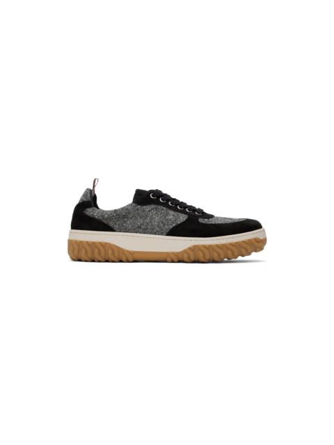Black & White Donegal Tweed Letterman Sneakers