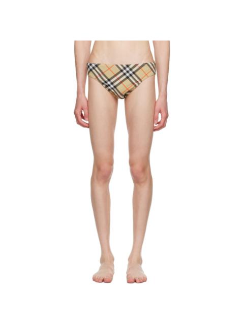 Beige Check Swim Briefs
