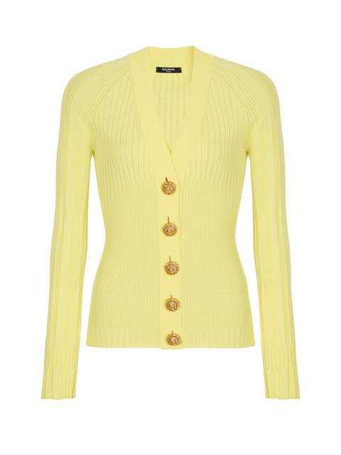 Balmain V Neck Light Button Knit Cardigan