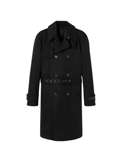 logo-patch double-breasted trench coat