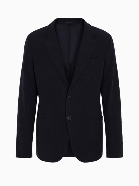 GIORGIO ARMANI Upton line single-breasted jacket in pure linen canvas