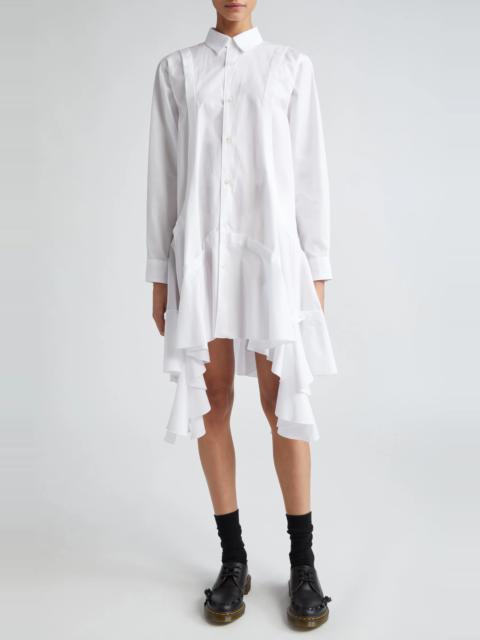 Peplum Extralong Cotton Broadcloth Button-Up Shirt