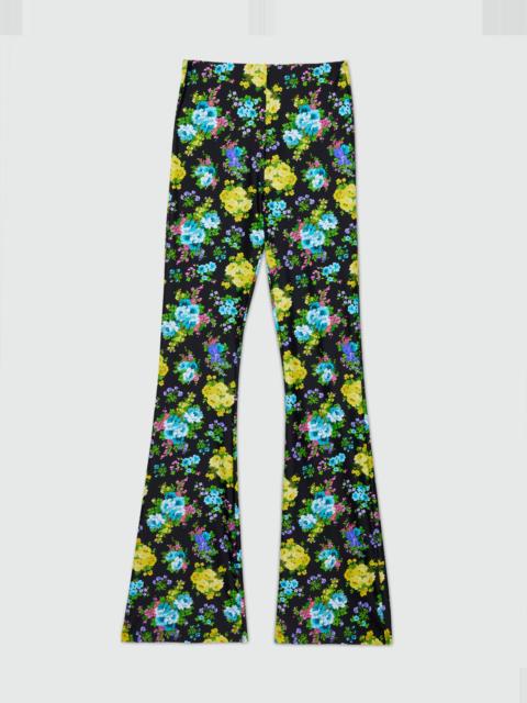 MSGM Black flared lycra leggings with floral print