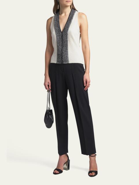 GIORGIO ARMANI Metallic-Front Boucle Knit Tank Top