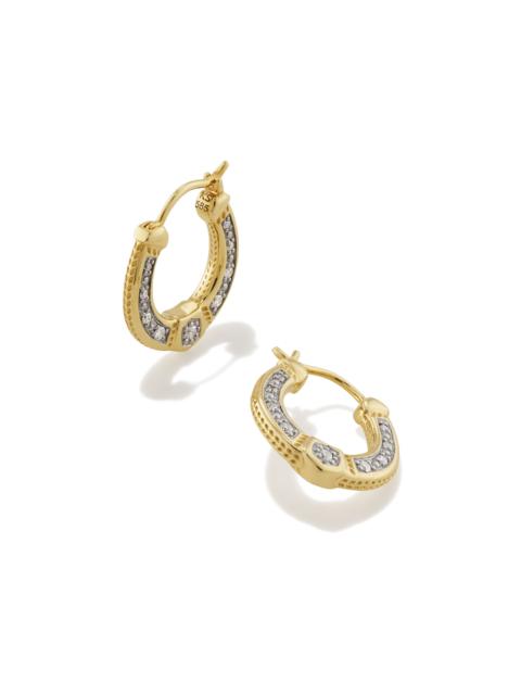 KENDRA SCOTT Noble 14k Yellow Gold Huggie Earrings in White Diamond
