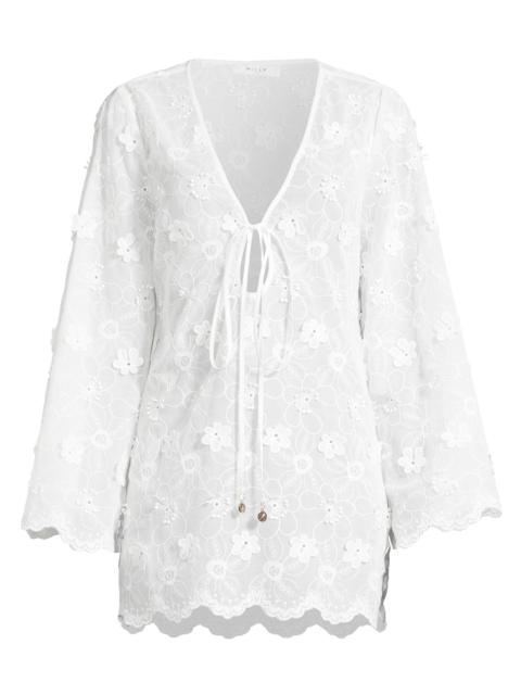 MILLY Women's Viara Floral-Appliqué Cover-Up - White