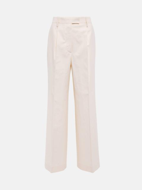 Prada Cupro high-rise wide-leg pants