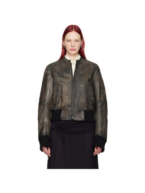 MM6 Maison Margiela Brown Faded Leather Jacket