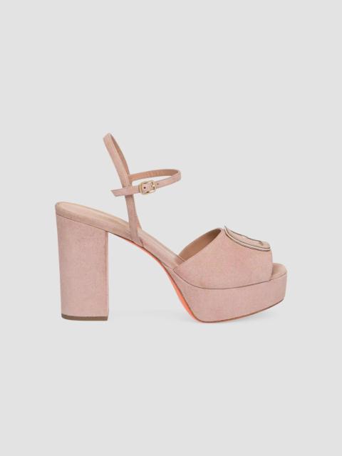 Santoni Women's Carla 60MM Suede Platform Sandals - Pink