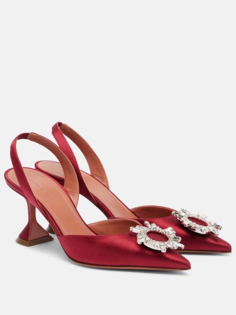 Amina Muaddi Begum 70 embellished satin slingback pumps