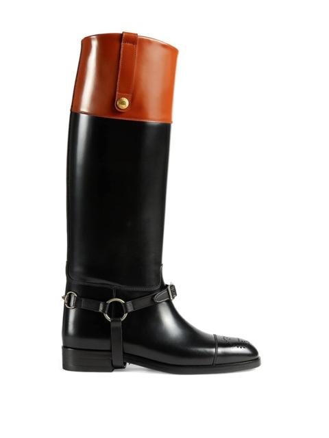 GUCCI Zelda two-tone leather knee boots