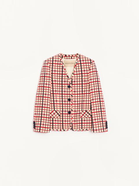 Valentino WOOL JACKET WITH WINDOWPANE CHECK PATTERN