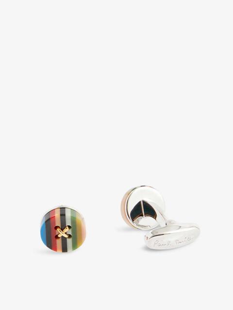 Button zinc-plated copper and resin cufflinks