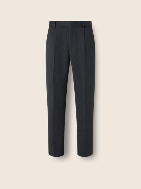 ZEGNA DARK GREY MÉLANGE WOOL AND CASHMERE PANTS