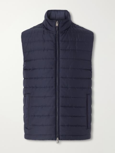 Canali Leather-Trimmed Quilted Shell Gilet