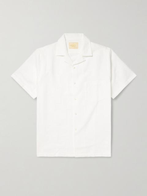 Portuguese Flannel Reeve Convertible-Collar Organic Cotton-Jacquard Shirt