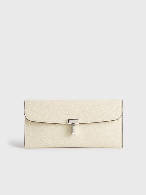 TOTEME T-lock grained-leather wallet milk