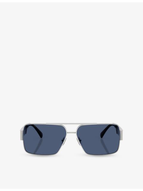 VERSACE VE2290 Rectangle-Frame Metal Sunglasses