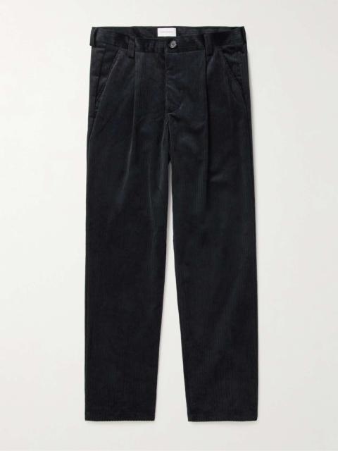 Oliver Spencer Morton Straight-Leg Pleated Cotton-Corduroy Trousers