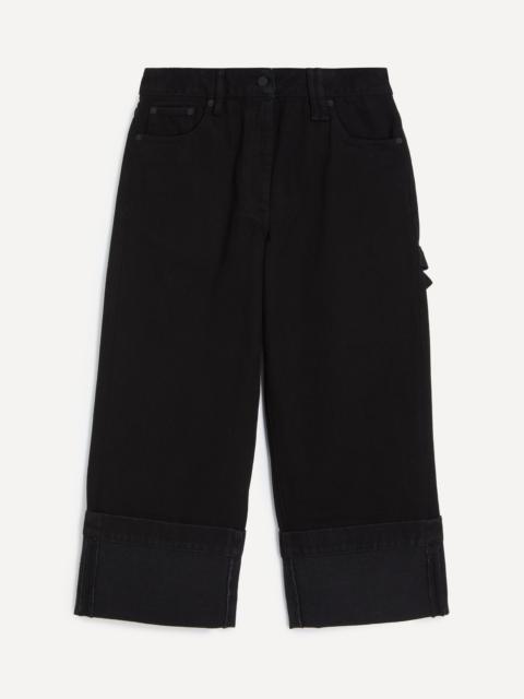 Simone Rocha Black Turned-Up Cropped Wide-Leg Jeans