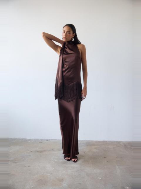De La Vali KHAMSIN MAXI DRESS IN CEDAR SILK SATIN