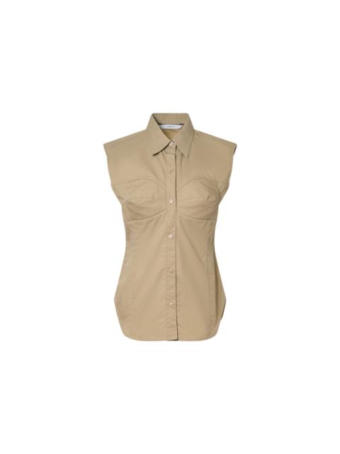 pushBUTTON Beige Bra Detailed Sleeveless Top