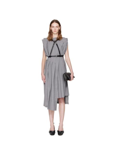 Junya Watanabe Gray Pleated Harness Midi Dress