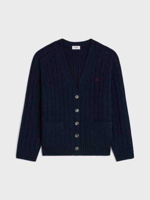 CELINE cable-knit triomphe cardigan in cashmere