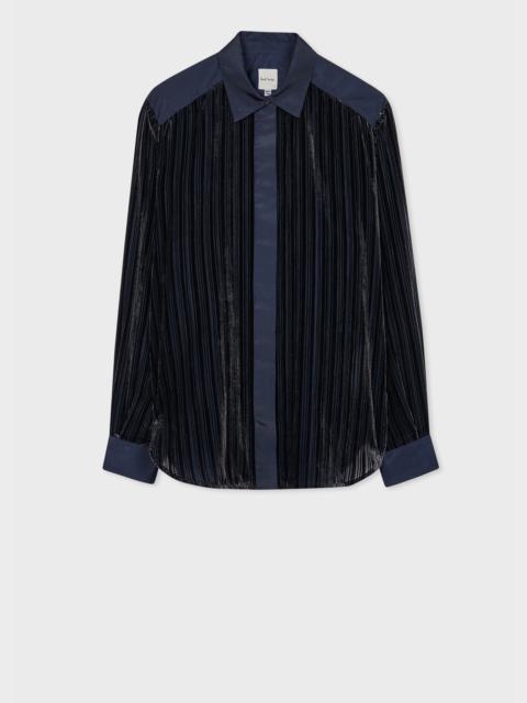 Paul Smith Women's Navy 'Shadow Stripe' Velvet Shirt