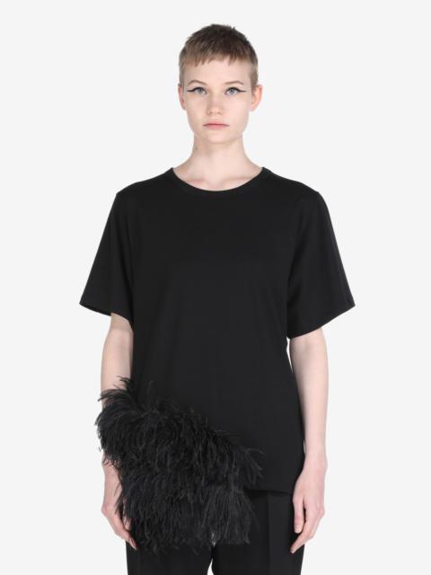 N°21 FEATHER-TRIMMED COTTON T-SHIRT