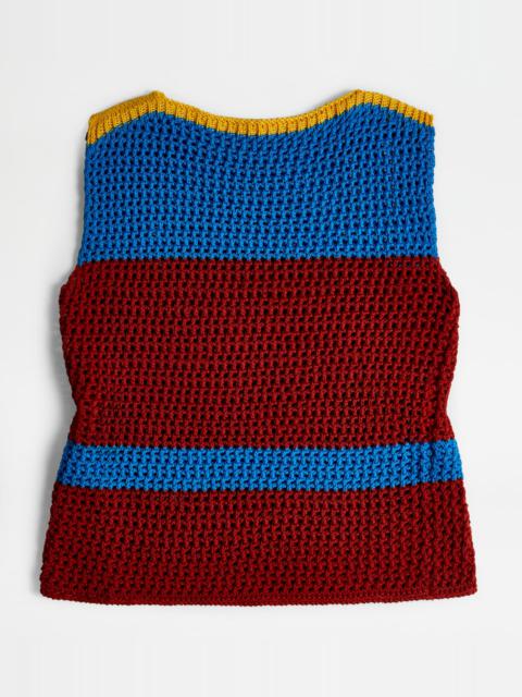TOP IN COTTON KNIT - RED, LIGHT BLUE, YELLOW