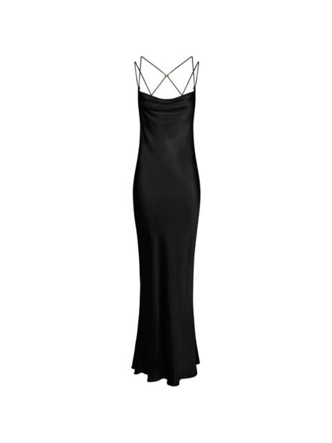 ELISABETTA FRANCHI satin strap maxi dress
