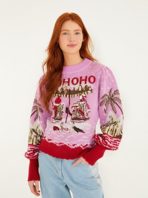 FARM RIO Pink From Sand To Snow Knit Sweater