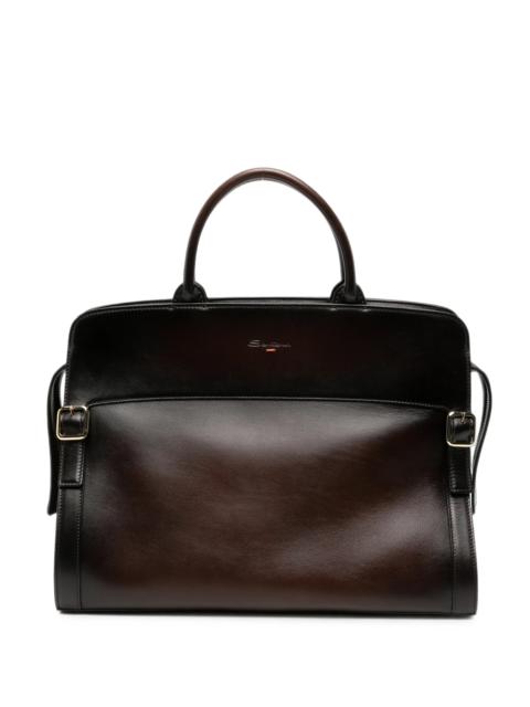 Santoni Santoni Burnished Leather Tote Bag
