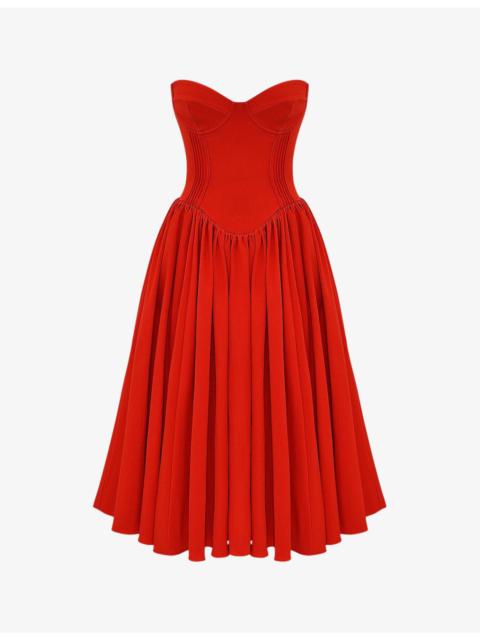 House of CB Elizabeth sweetheart-neck woven midi dress