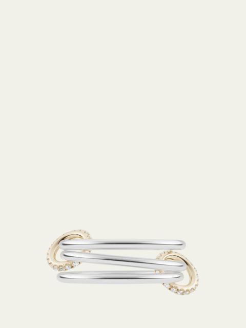 Spinelli Kilcollin Solarium Silver and 18K Gold Pave Diamond Ring