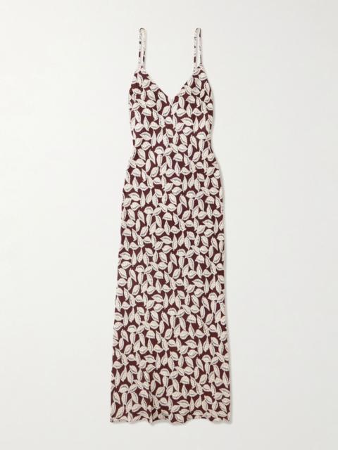 BODE Paper Birch printed twill maxi dress Brown