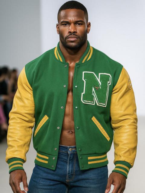 Other Designers VINTAGE DELONG DISTRESSED VARSITY LEATHER JACKET VAN FLEEREN