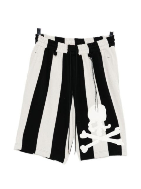 MASTERMIND WORLD skull-patch striped shorts