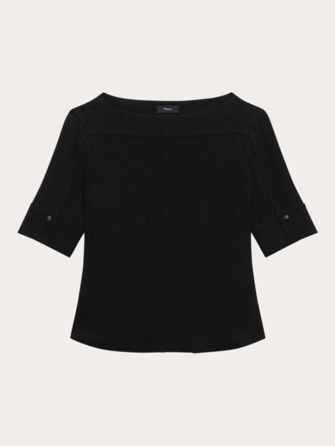 Theory Admiral Crepe Seamed Boatneck Top