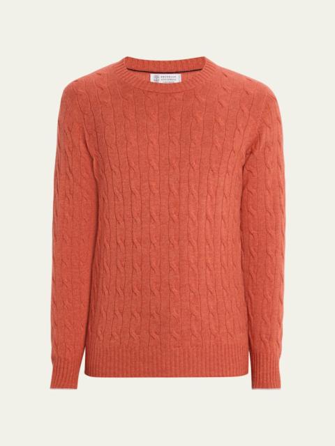 Men's Cashmere Cable Knit Crewneck Sweater