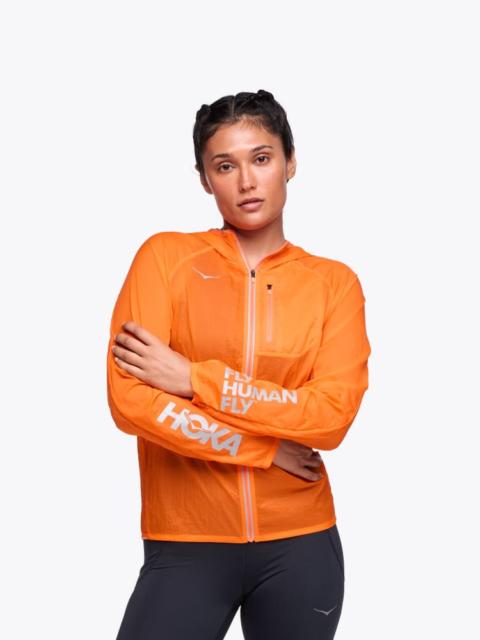 HOKA Women's Skyflow Jacket Viz in Electric Tangerine