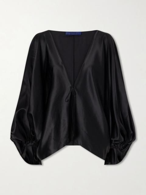 SHARON WAUCHOB Draped silk blouson jacket Black